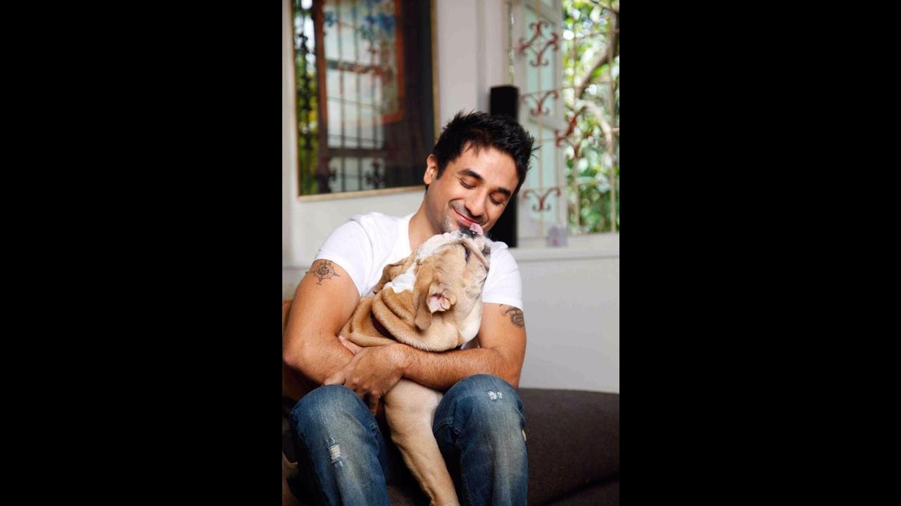Vir Das with his beloved pet Dr Watson. Photo courtesy: Shivani Mathur